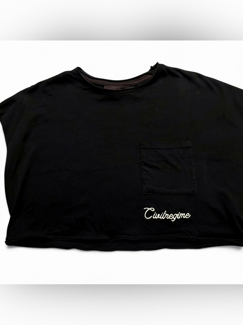 Civil Regime Embroidered Logo Cropped Tank Tee Black S